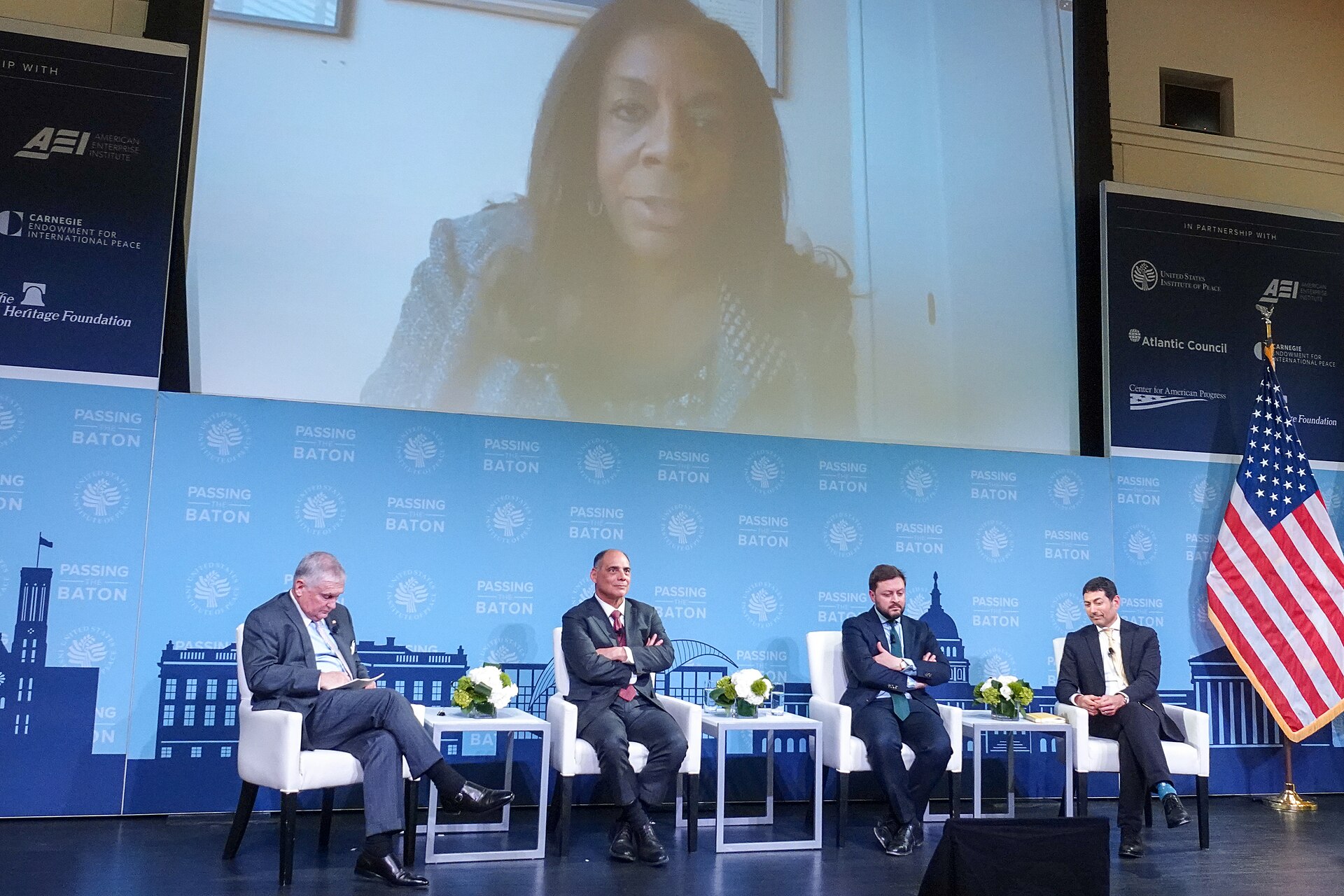 Tino Cuéllar seated at far right during a 2025 policy forum